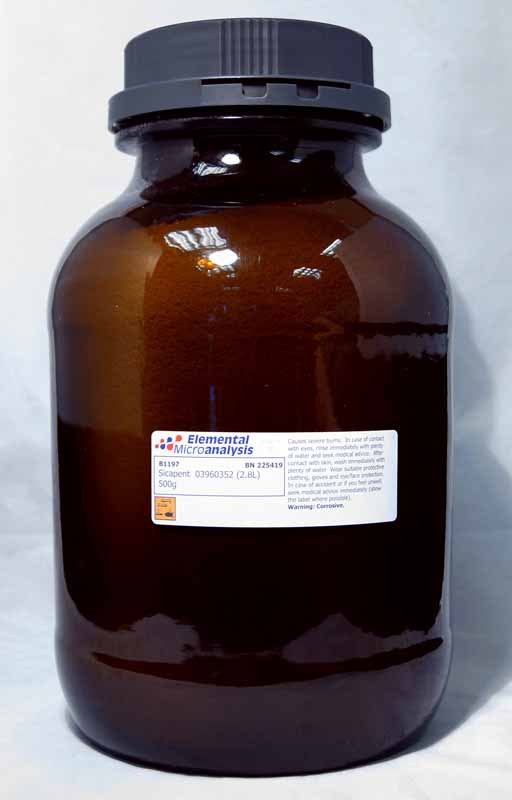 No longer available suggested alternative is B1327,  B1140 or B1141

Sicapent  03960352 (2.8L) 500g

Phosphorus Pentoxide
8 UN1807